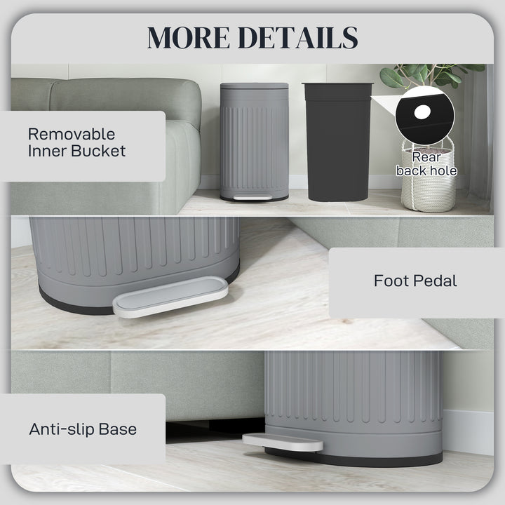 30L Metal Kitchen Bin, with Soft-Close Lid - Grey