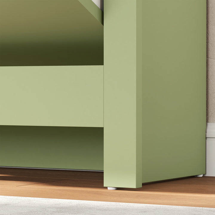HOMCOM Slim Shoe Cabinet, Narrow Shoe Cupboard with 2 Flip Drawers, Adjustable Shelves for 12 Pairs of Shoes, Green