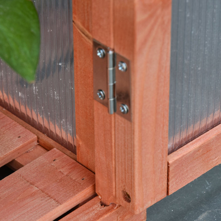 MCL Garden Cold Frame Polycarbonate Greenhouse with Adjustable Shelves, Double Doors, Openable Top Covers, Grow House for Flower Vegetable Plants, 80 x 47 x 138cm, Orange