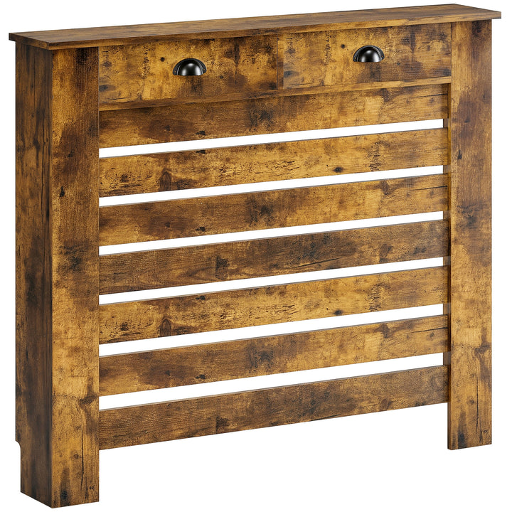 95.5H x 111Wcm Radiator Cover, with Drawer - Rustic Brown