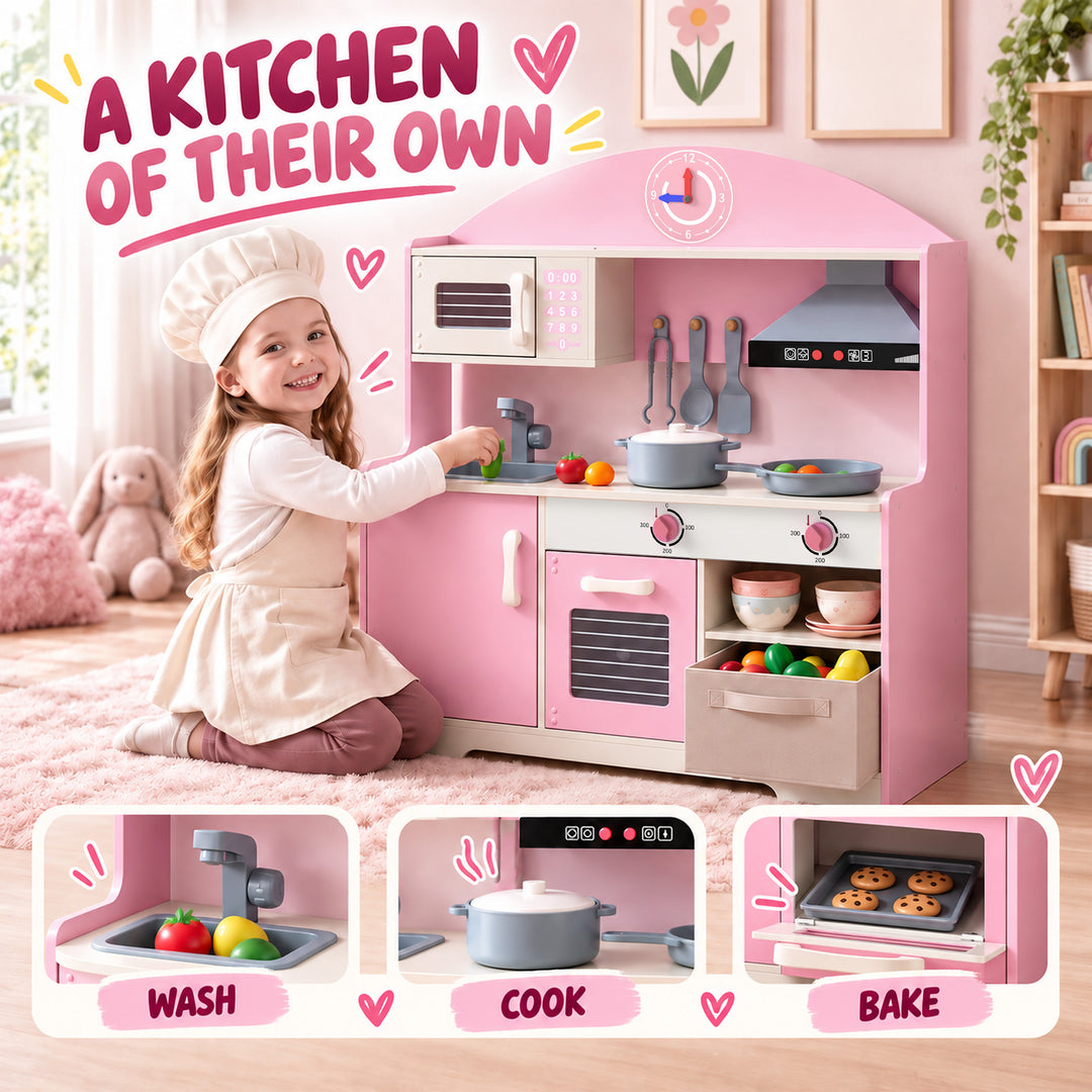 Kids Play Kitchen with Lights &amp; Sounds, Pretend Play Toy set with - view 4
