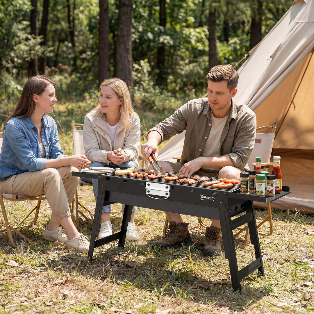 Portable BBQ Grill, Foldable Charcoal Grill for Camping and Picnics wi