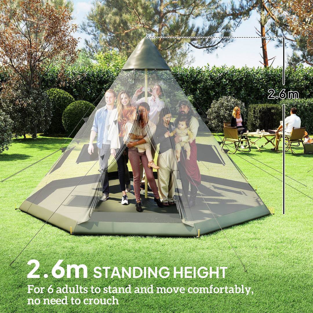 6 Men Tipi Tent with Carry Bag - Grey