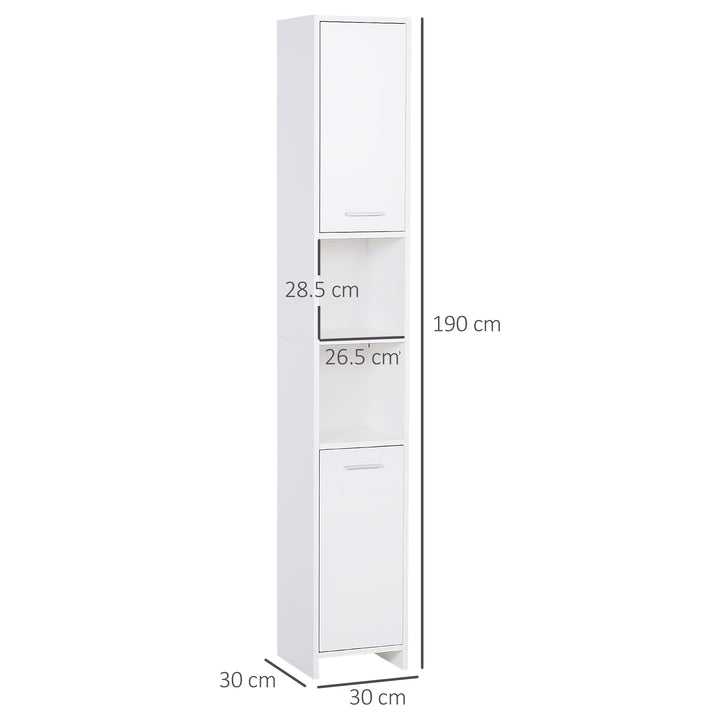 MCL Bathroom Floor Storage Cabinet Slim Tallboy w/ Door Cupboard & Shelves For Living Room, Bedroom, Hallway White
