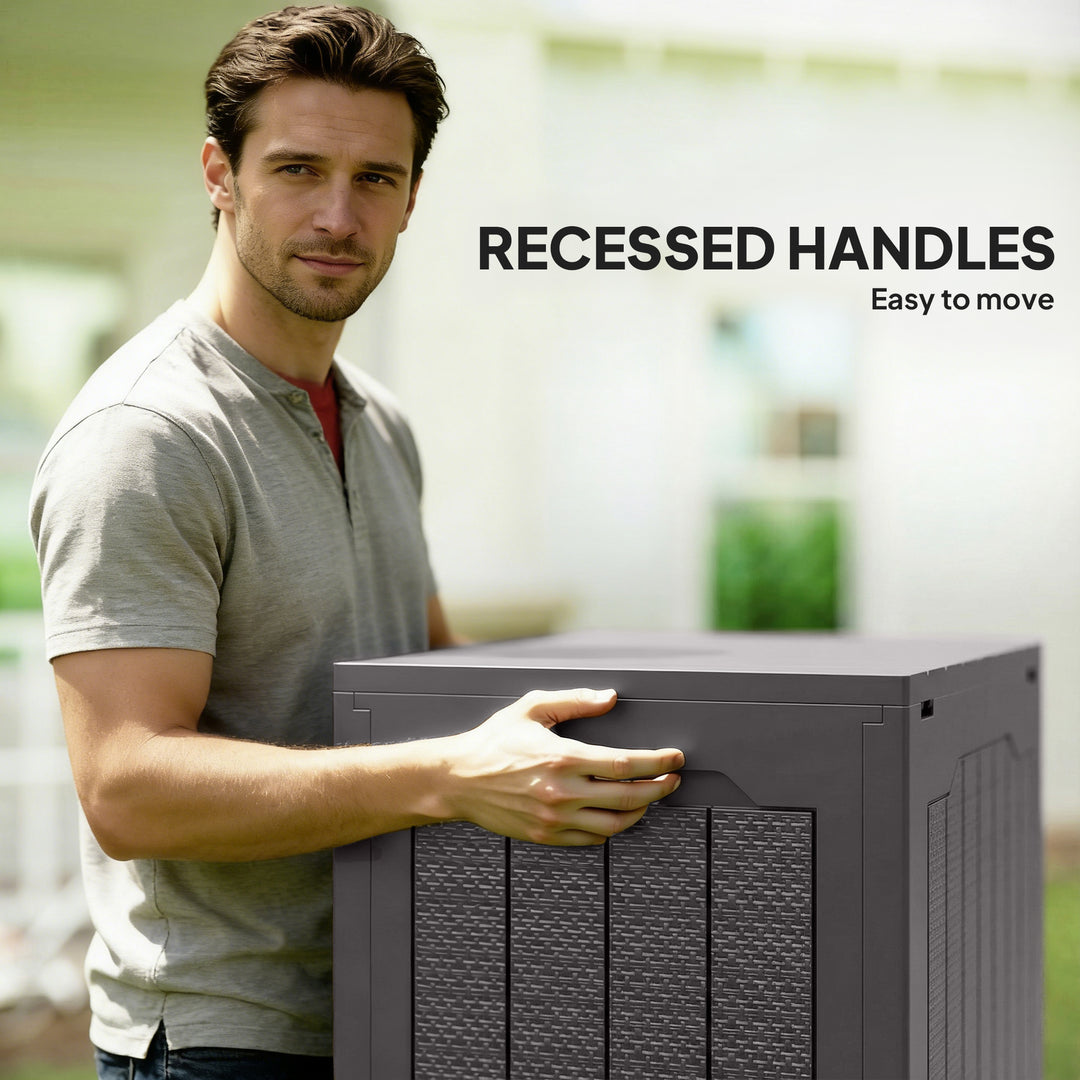 93L Plastic Garden Storage Box, Outdoor Storage Box with Handles, Waterproof Outdoor Storage Container