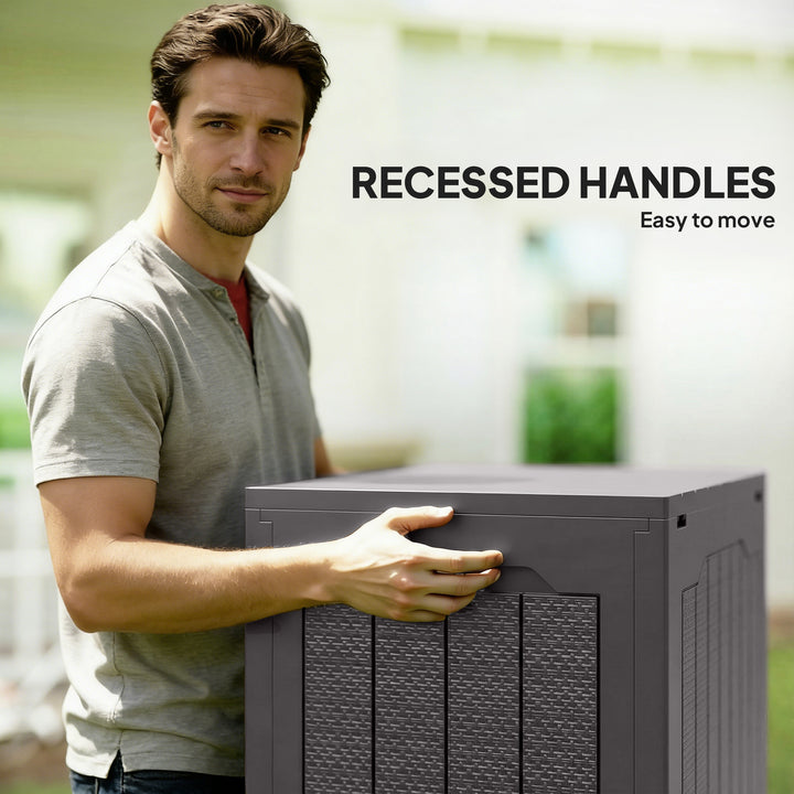 93L Plastic Garden Storage Box, Outdoor Storage Box with Handles, Waterproof Outdoor Storage Container