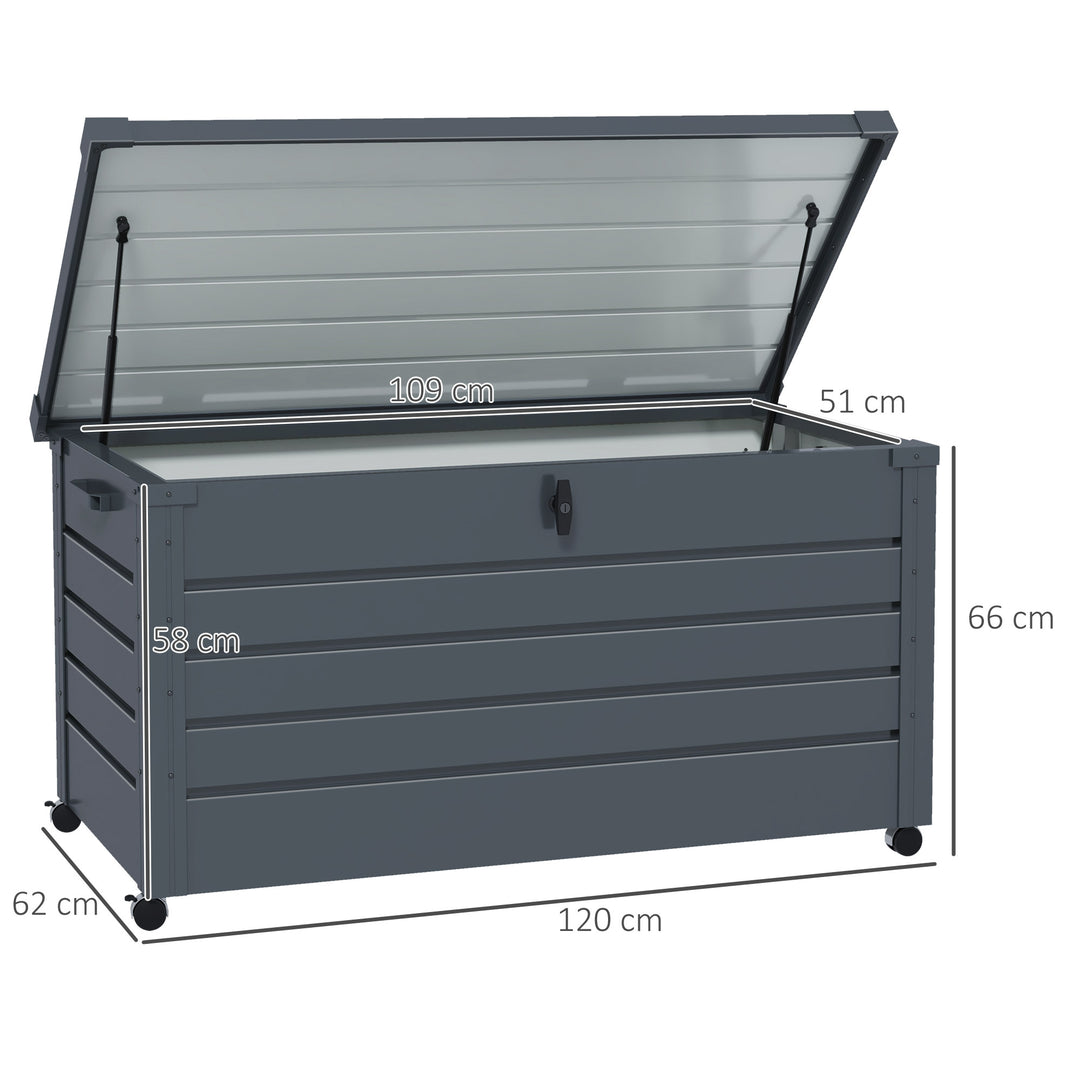 311L Galvanised Steel Garden Storage Box, with Lock - Dark Grey