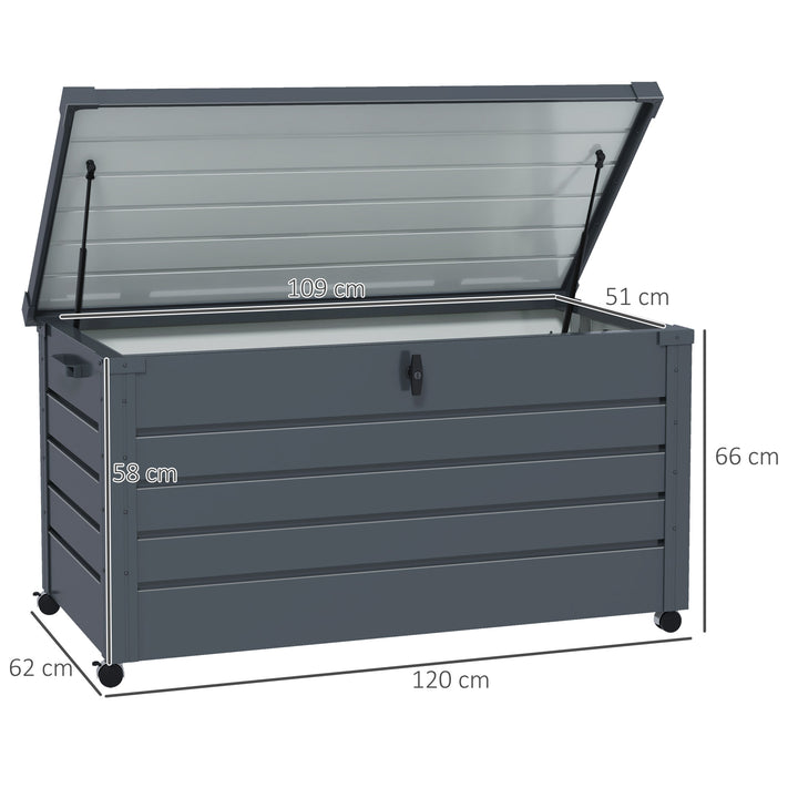 311L Galvanised Steel Garden Storage Box, with Lock - Dark Grey