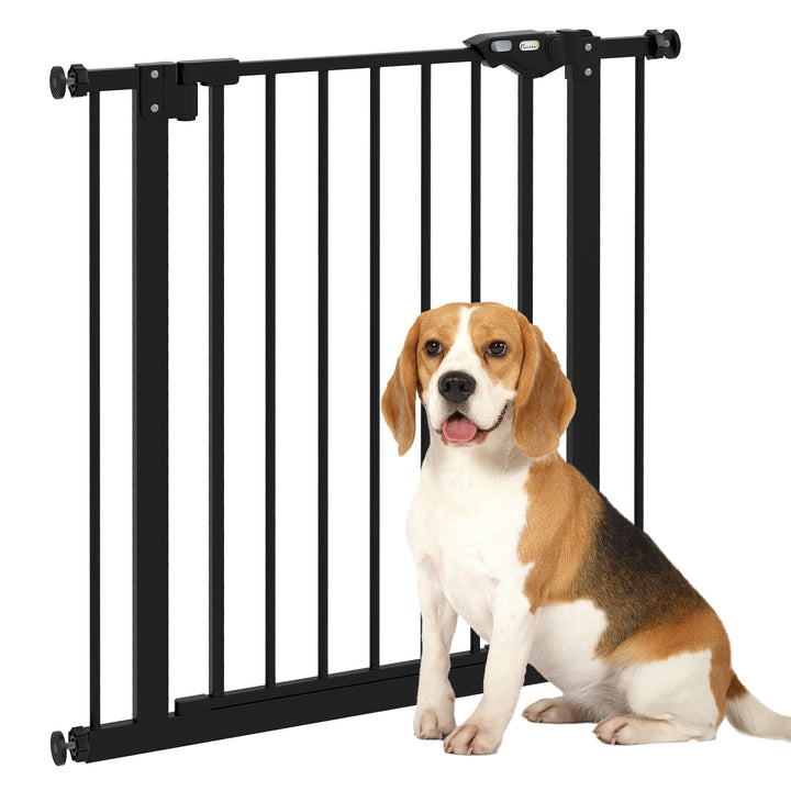 PawHut Adjustable Metal Dog Gate, Safety Barrier for Pets, 74-80cm Wide, Easy Installation, Black | Aosom UK