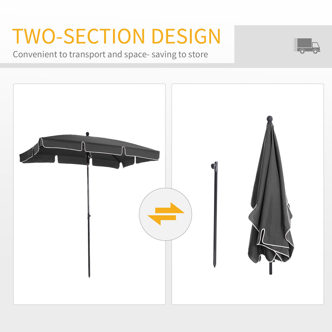 Outsunny Aluminium Sun Umbrella Parasol Patio Garden Rectangular Tilt 2M x 1.25M | Aosom UK