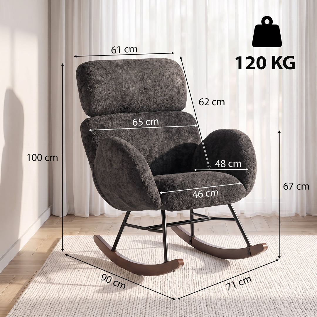 Upholstered Rocking Chair Adjustable Headrest Rocker Chair Raindrop - view 3