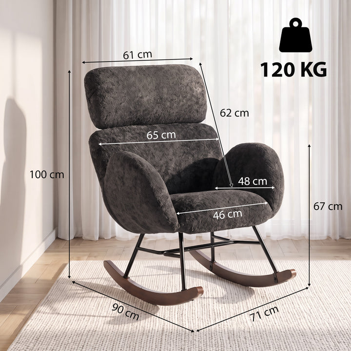 Upholstered Rocking Chair Adjustable Headrest Rocker Chair Raindrop - view 3