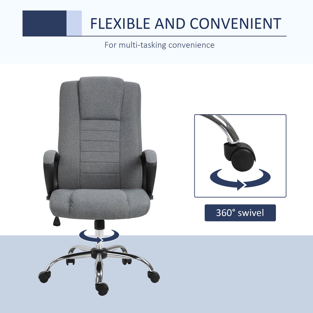 Linen-Look Swivel Office Chair - Dark Grey