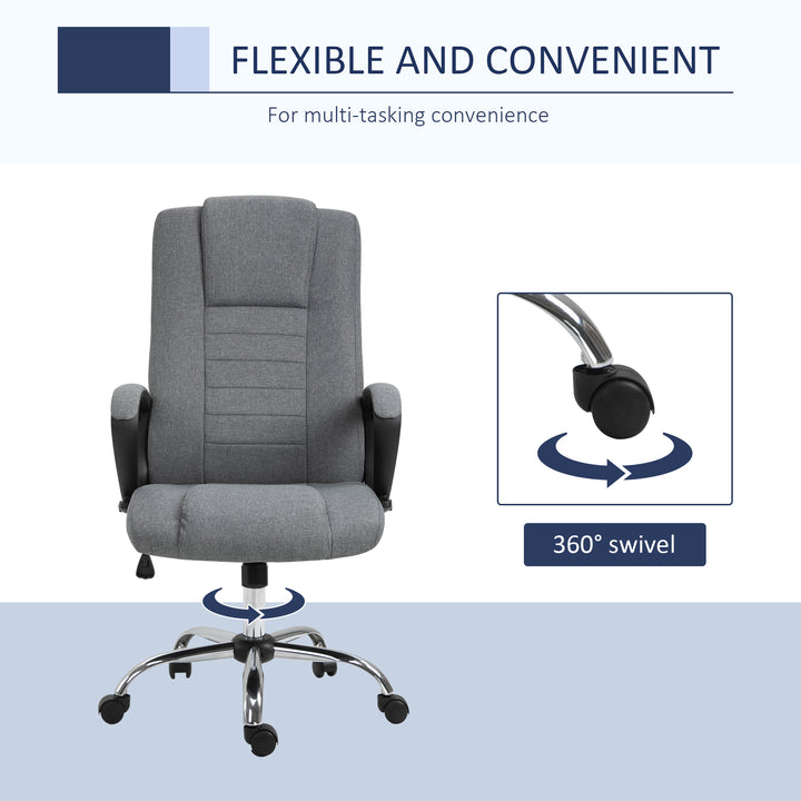 Linen-Look Swivel Office Chair - Dark Grey