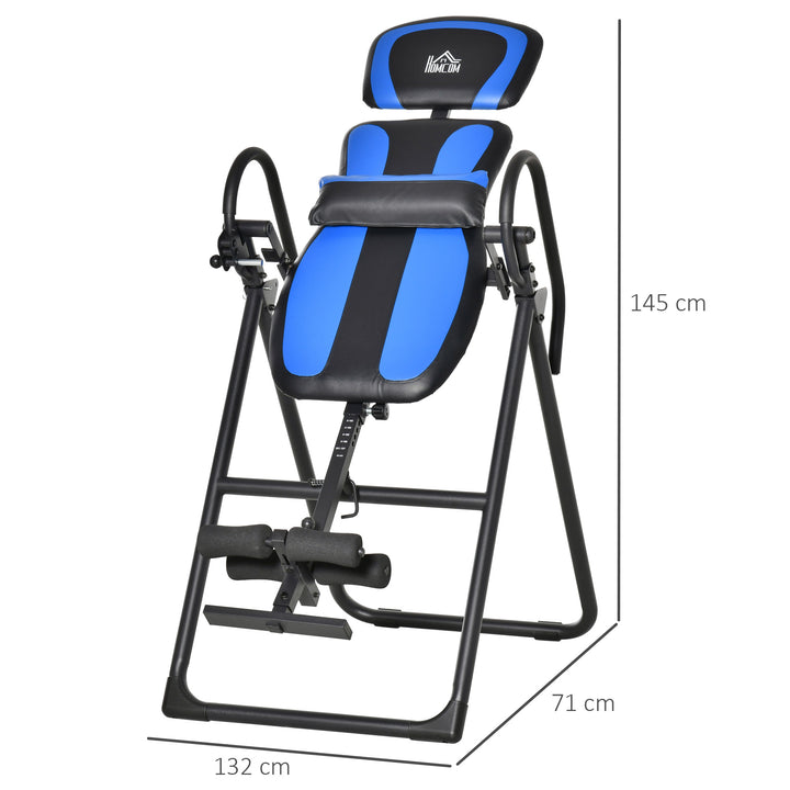 HOMCOM Foldable Gravity Inversion Table, Back Therapy Fitness Bench, with Soft Ankle Cushions, for Home