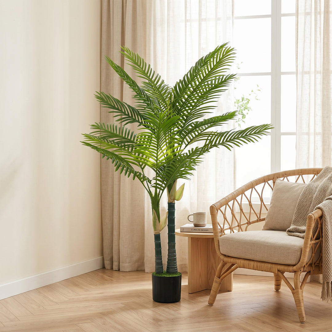 Artificial Palm Tree with 16 PEVA Leaves, 150cm Decorative Artificial 