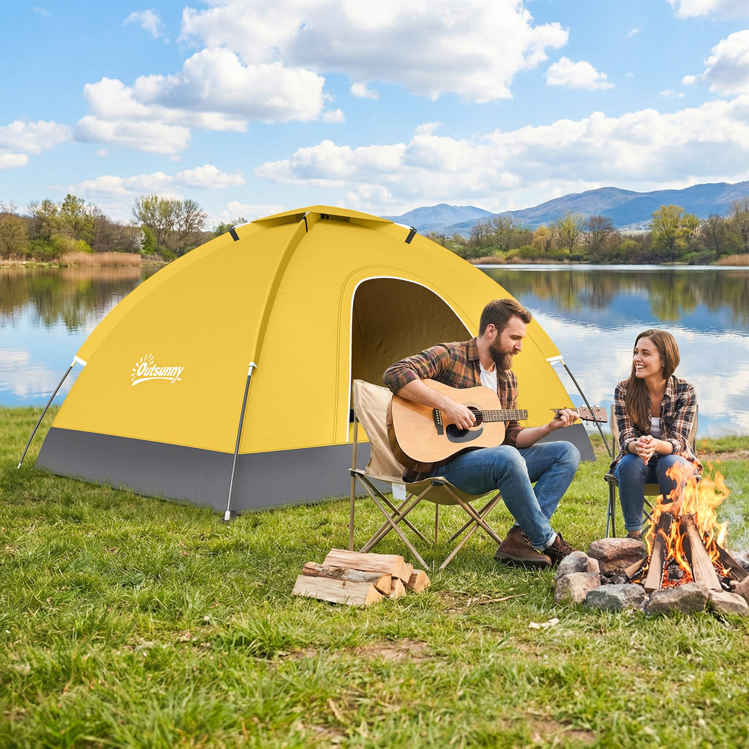 2 Person Camping Tent, Dome Tent with Zipped Doors, Storage Pocket, Po