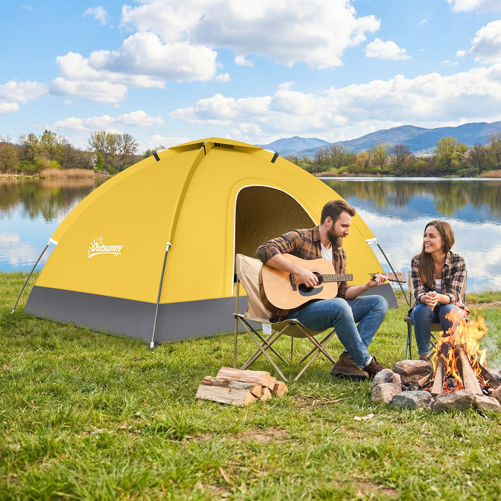 2 Person Camping Tent, Dome Tent with Zipped Doors, Storage Pocket, Po