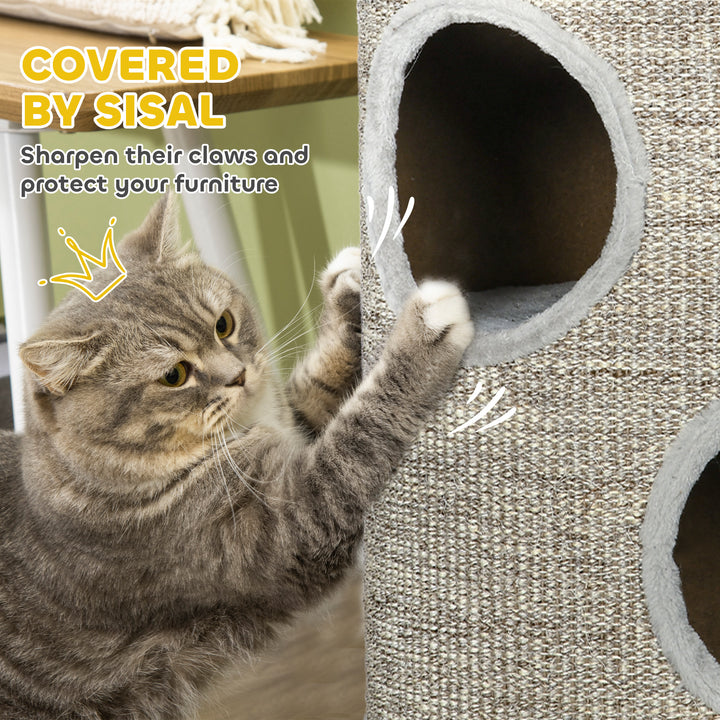 Cat Climbing Frame, Covered with Sisal, Cosy Platform - Light Grey