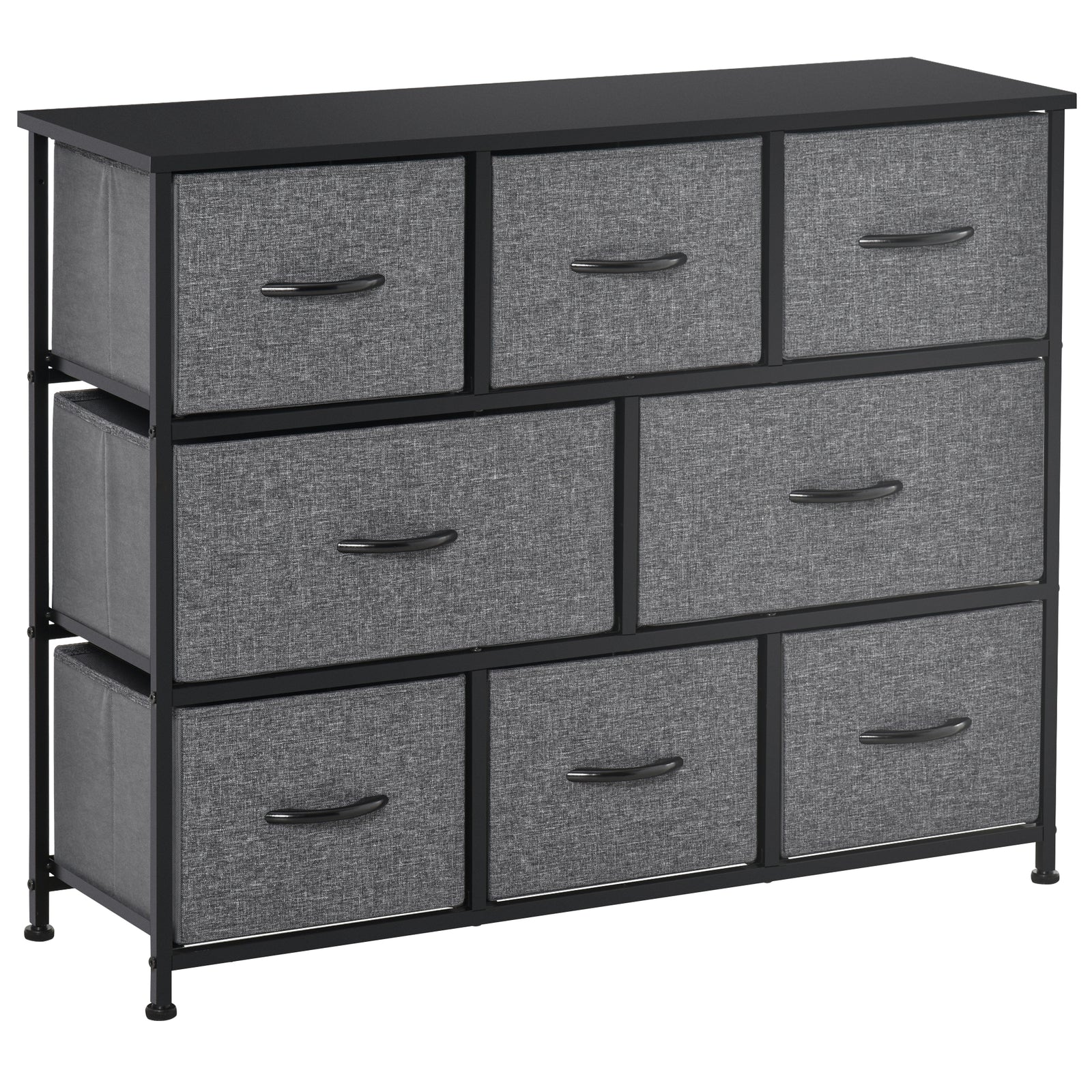 Chest of Drawers with 8 Foldable Drawers, 3-Tier Fabric Bedroom Dresser, Clothes Storage Unit for Bedroom Living Room, Dark Grey
