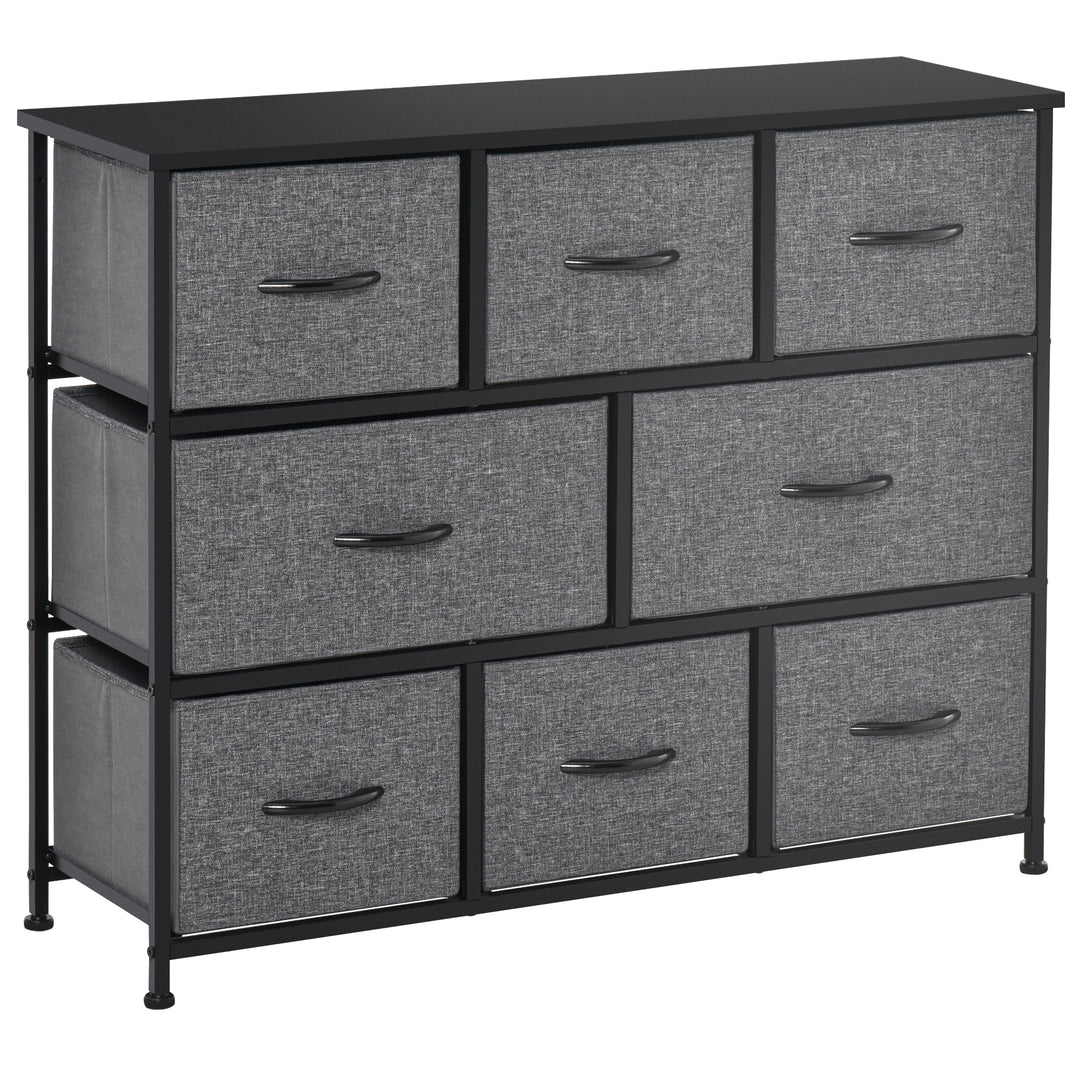 MCL Chest of Drawers with 8 Foldable Drawers, 3-Tier Fabric Bedroom Dresser, Clothes Storage Unit for Bedroom Living Room, Dark Grey