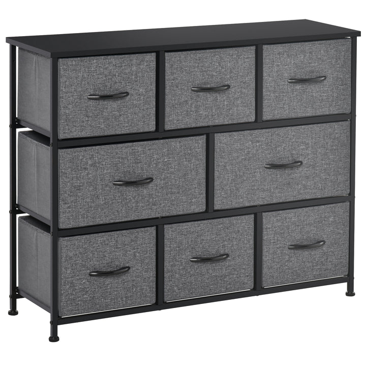 MCL Chest of Drawers with 8 Foldable Drawers, 3-Tier Fabric Bedroom Dresser, Clothes Storage Unit for Bedroom Living Room, Dark Grey