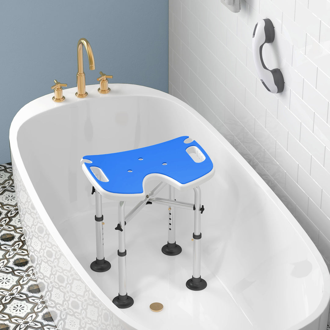 39-51.5cm 'U' Seat Padded Shower Stool - Dark Blue