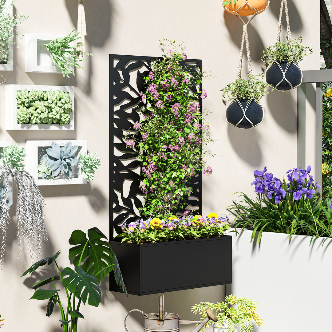 Metal Garden Bed with Trellis, Wall Mounted or Freestanding Raised Pla