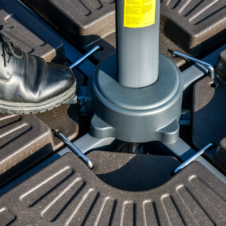 MCL 3m Cantilever Parasol w/ Solar Lights Power Bank Base 360° Spin Khaki