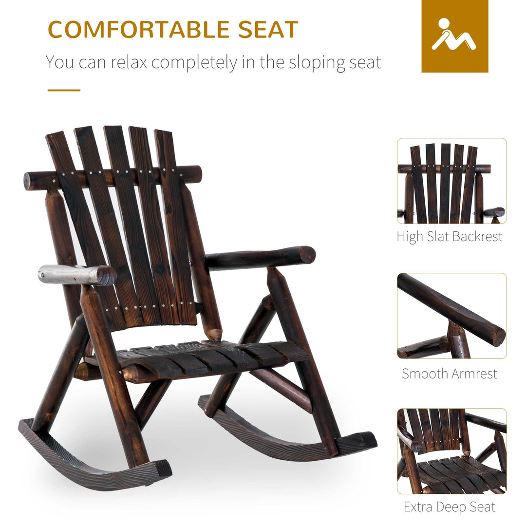 Adirondack Chair Cedar Wood Ergonomic Rocking Chair Porch Rocker Garden Traditional - Burlywood