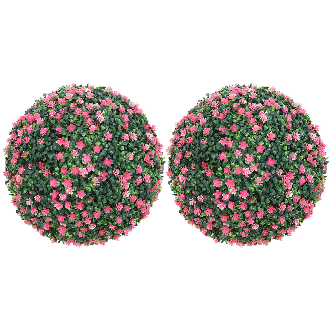 Set of Two Artificial Boxwood Balls Plants - Pink