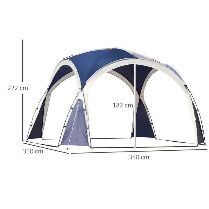 3.5 x 3.5M Camping Gazebo, Outdoor Event Shelter Dome Tent Garden Sun Shelter Patio Spire Arc Pavilion Camp Sun Shade Tent for 6-8 Person, Blue and Grey