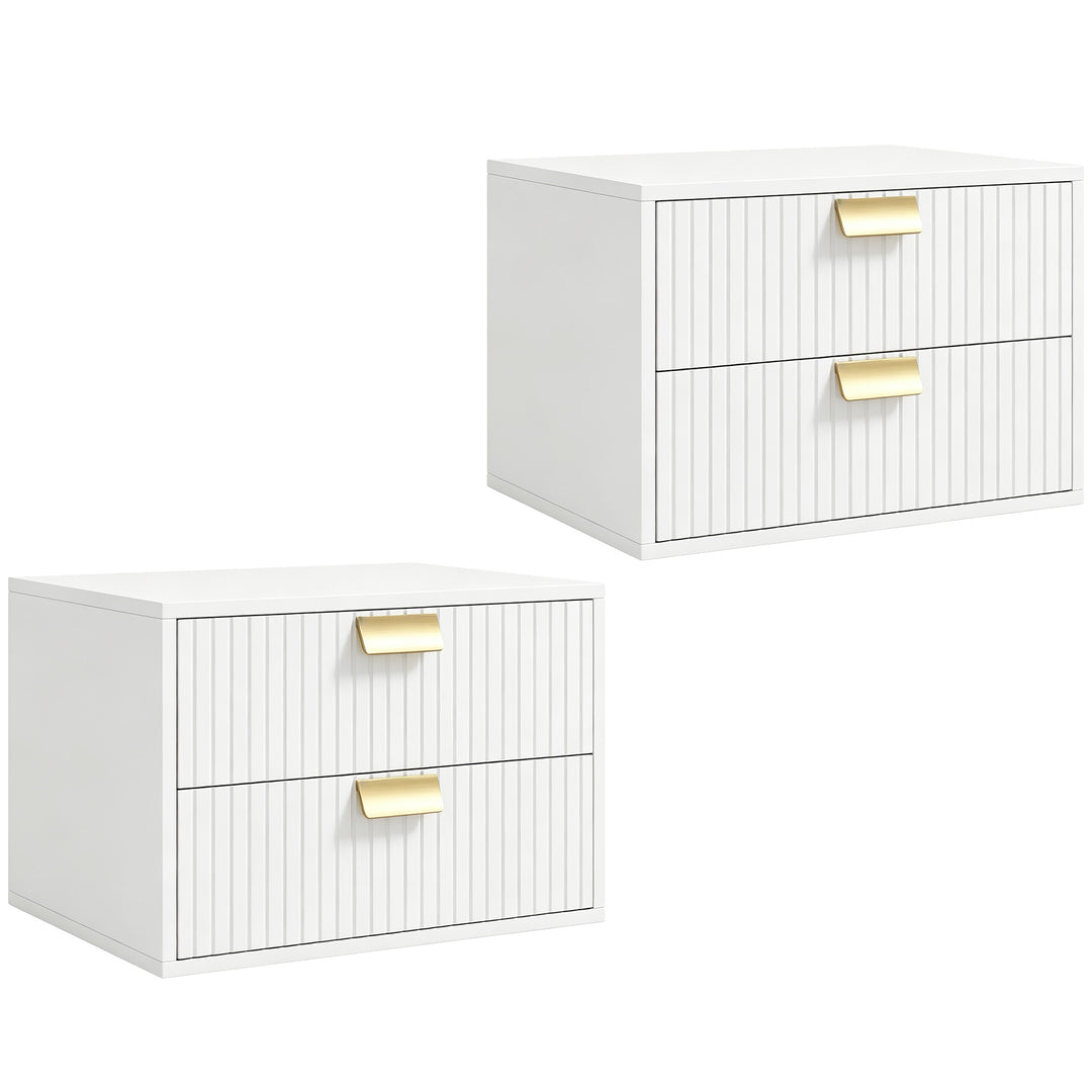 Modern Floating Nightstands Set of 2, Wall Mounted Bedside Tables with