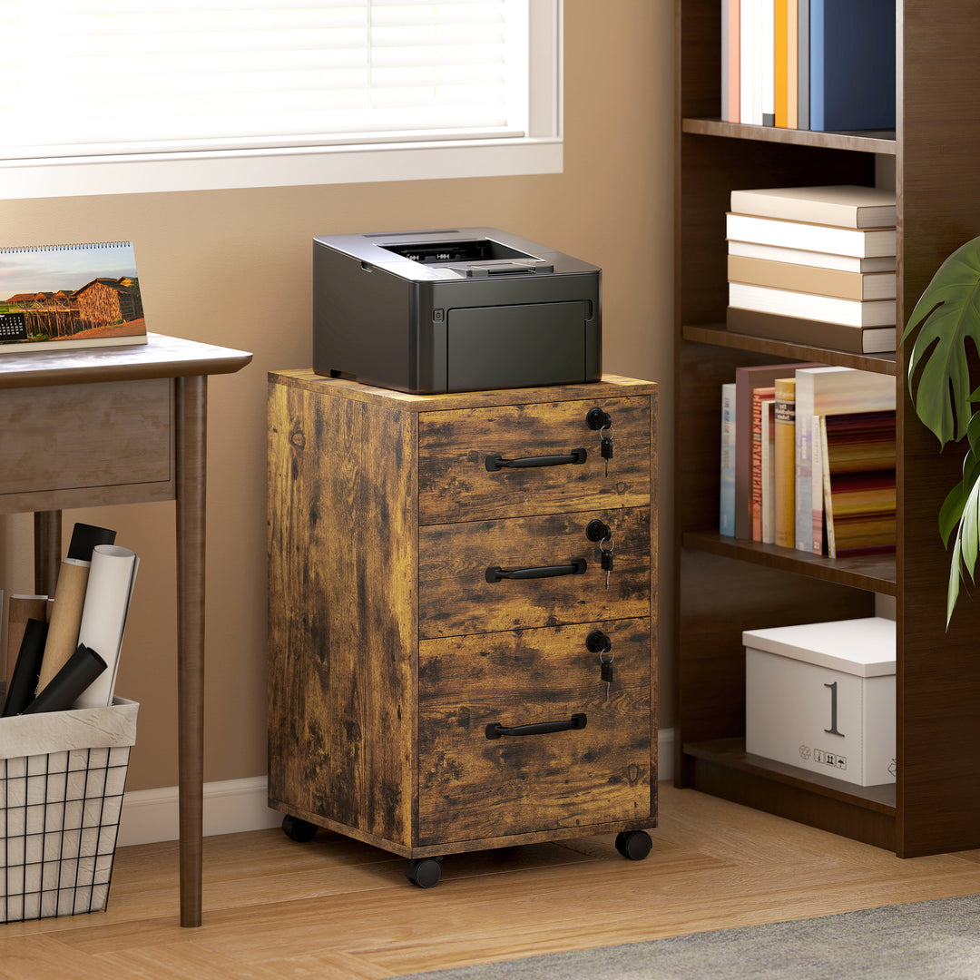 Three Drawer Wood-Effect Filing Cabinet