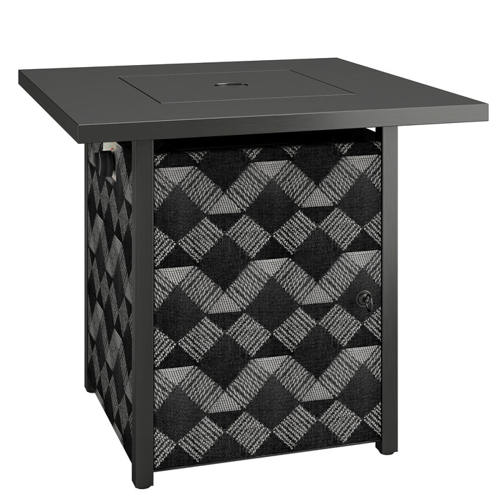 Square Propane Gas Fire Pit Table, 12 KW Firepit with Glass Wind Guard