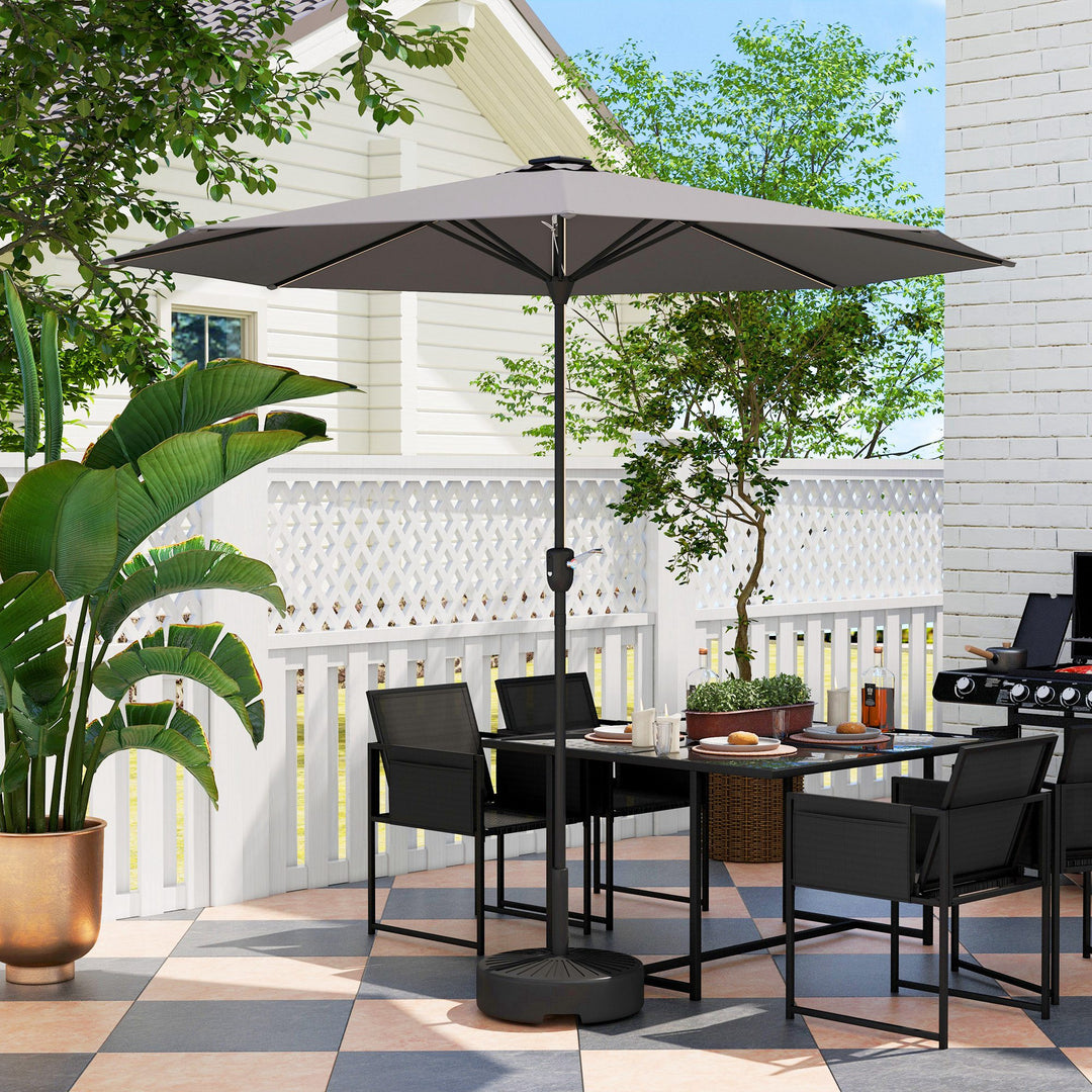 2.65m Garden Parasol, with LED Lights - Light Grey