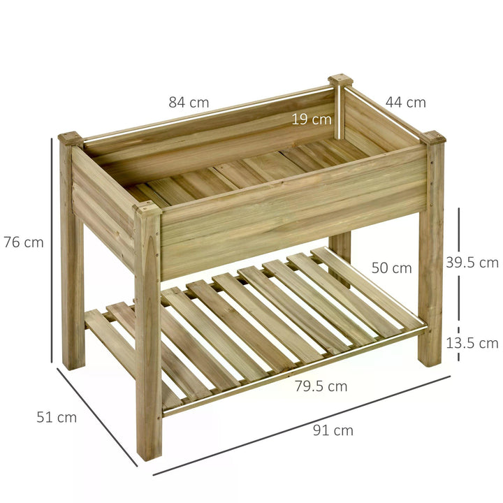 MCL Garden Wooden Planters， Raised Garden Bed with Legs and Storage Shelf Elevated Wooden Planter Box