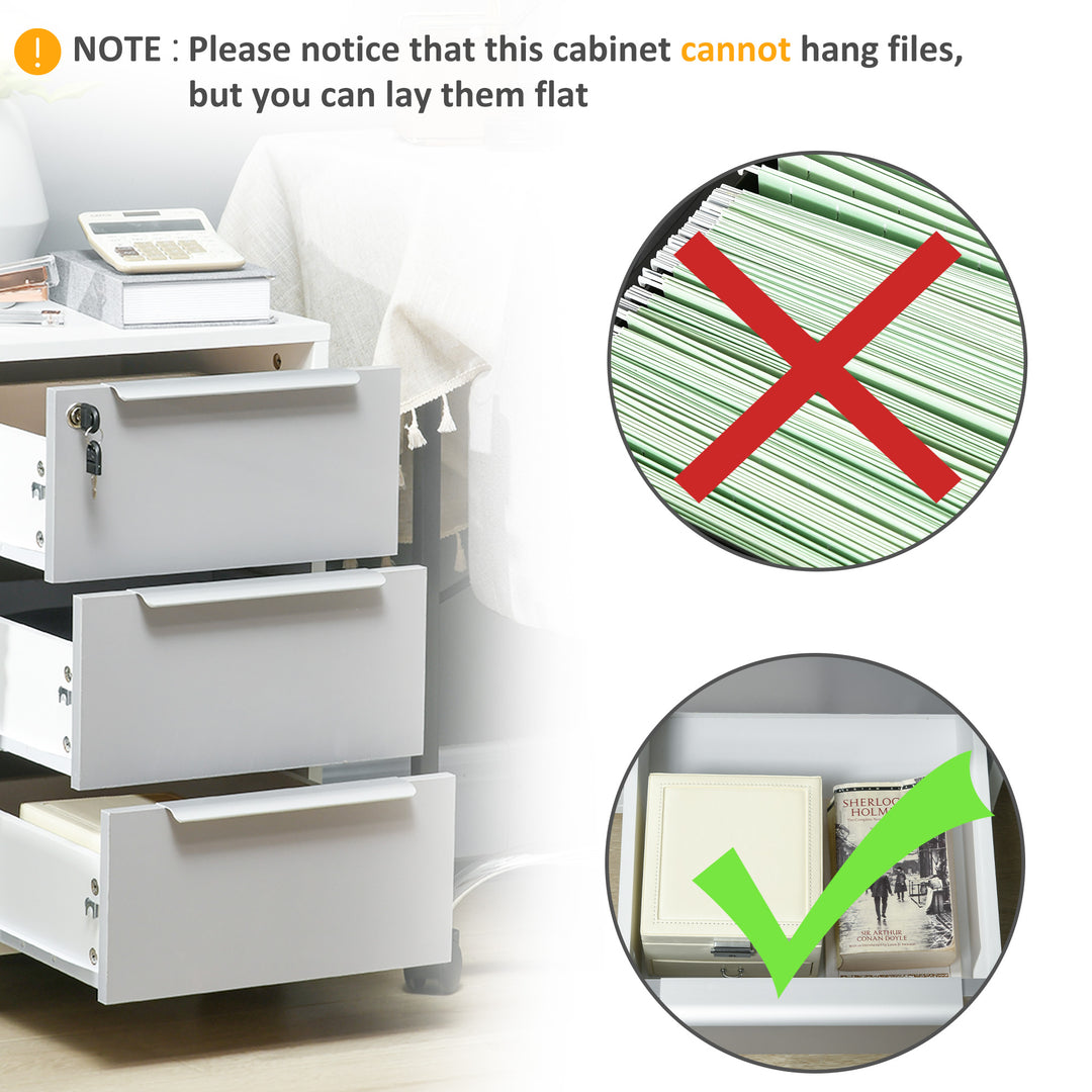 Three-Drawer Locking Filing Cabinet - Grey/White