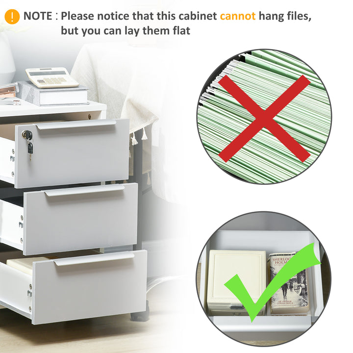 Three-Drawer Locking Filing Cabinet - Grey/White