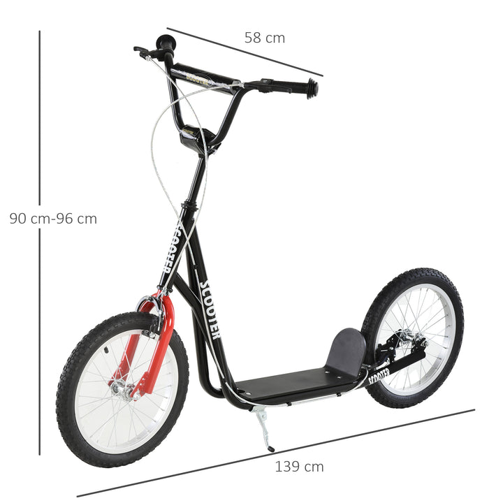 Kick Scooters for Kids with Adjustable Height, Anti-Slip Deck, Dual Brakes, Rubber Tyres, for Boys and Girls Aged 5+ Years Old - Black