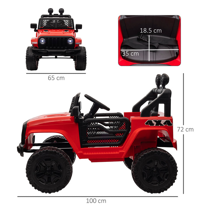 Kids Electric Ride On Car 12V Off Road Toy with Parental Remote Control 2 Motors Horn Lights Suspension Wheels for 3-6 Years Old Red