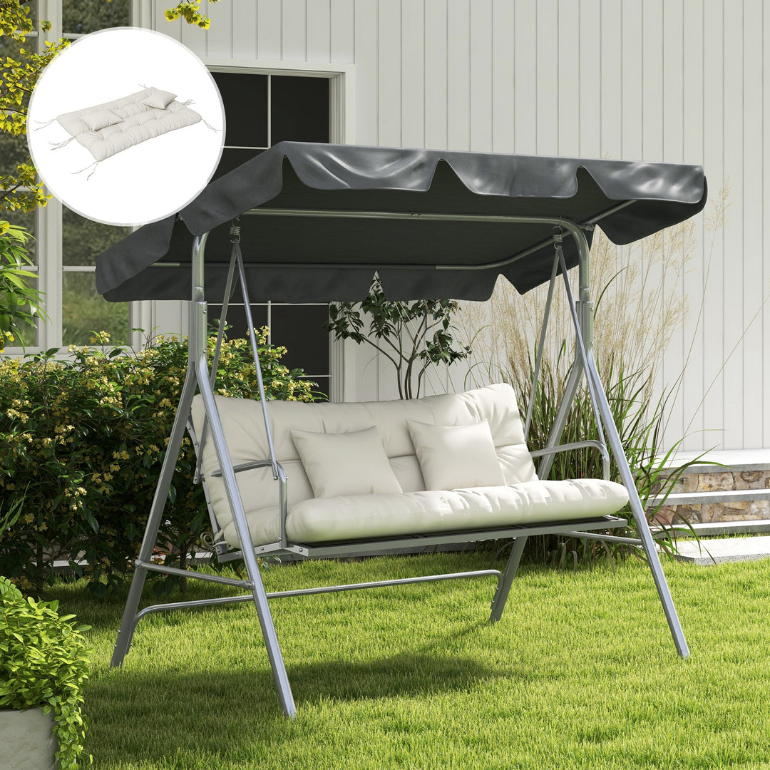 Back and Seat Cushion Replacement with 2 Pillows, Patio Chair Cushions Set with Ties, White