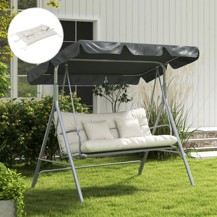 Back and Seat Cushion Replacement with 2 Pillows, Patio Chair Cushions Set with Ties, White