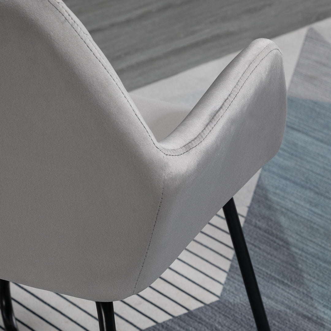 Velvet-Feel Plisse Back Accent Chair - Grey