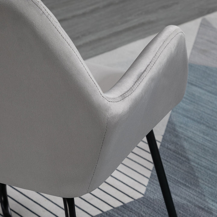 Velvet-Feel Plisse Back Accent Chair - Grey