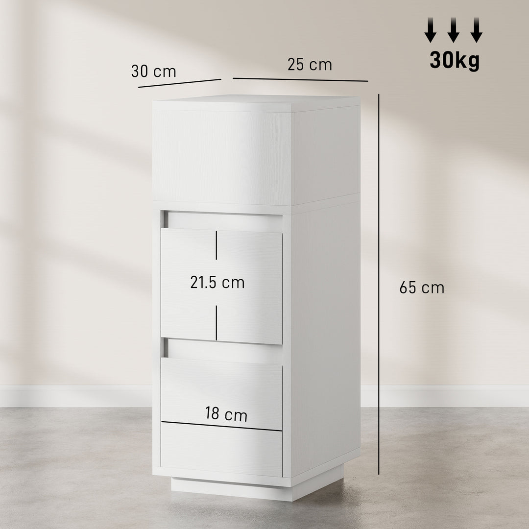 Slim Bedside Table, Narrow Bedside Cabinet with Open Shelf and 2 Drawers for Bedroom, Living Room
