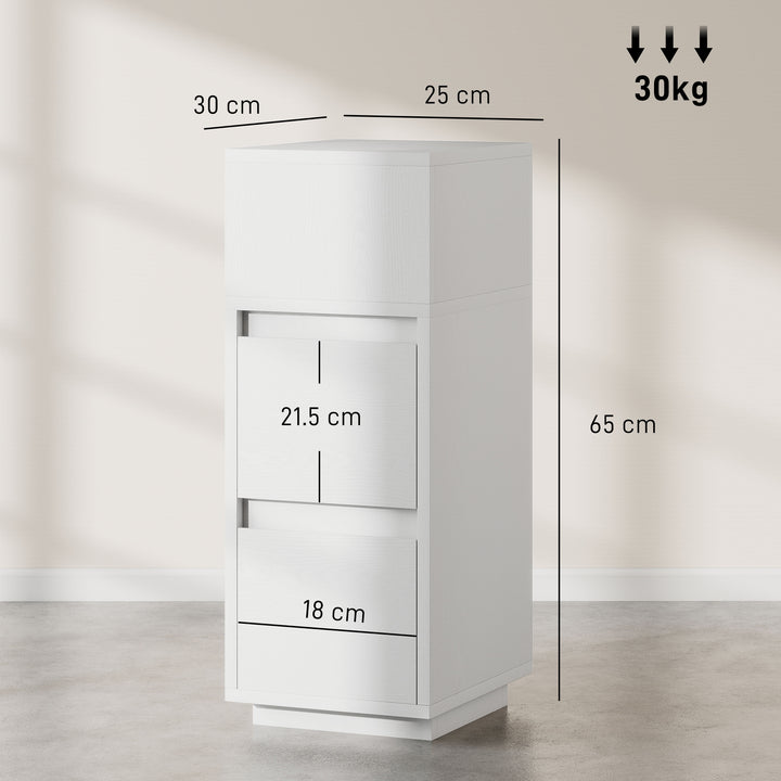 Slim Bedside Table, Narrow Bedside Cabinet with Open Shelf and 2 Drawers for Bedroom, Living Room