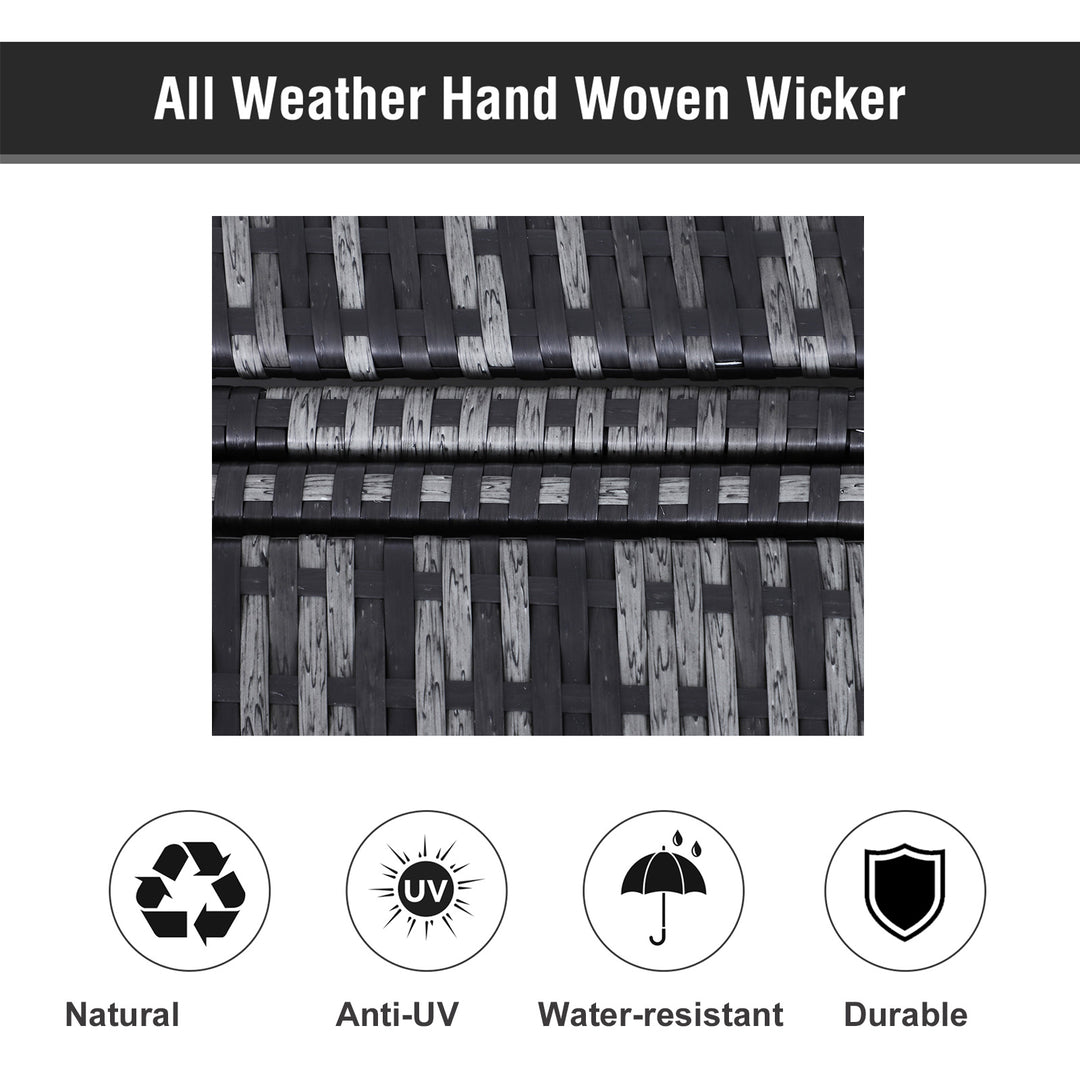 MCL 2 Seater Rattan Lounger Adjustable Double Chaise Chair Loveseat w/ Cushion - Grey