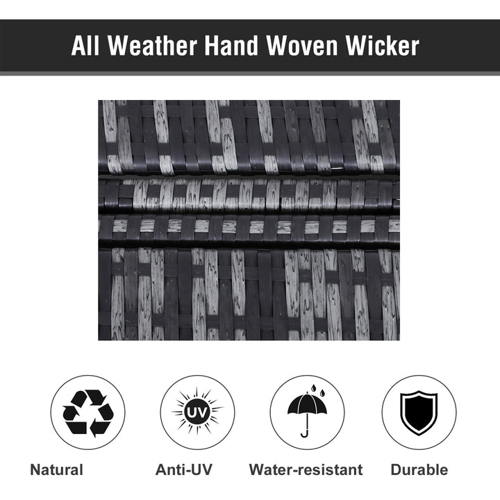 MCL 2 Seater Rattan Lounger Adjustable Double Chaise Chair Loveseat w/ Cushion - Grey