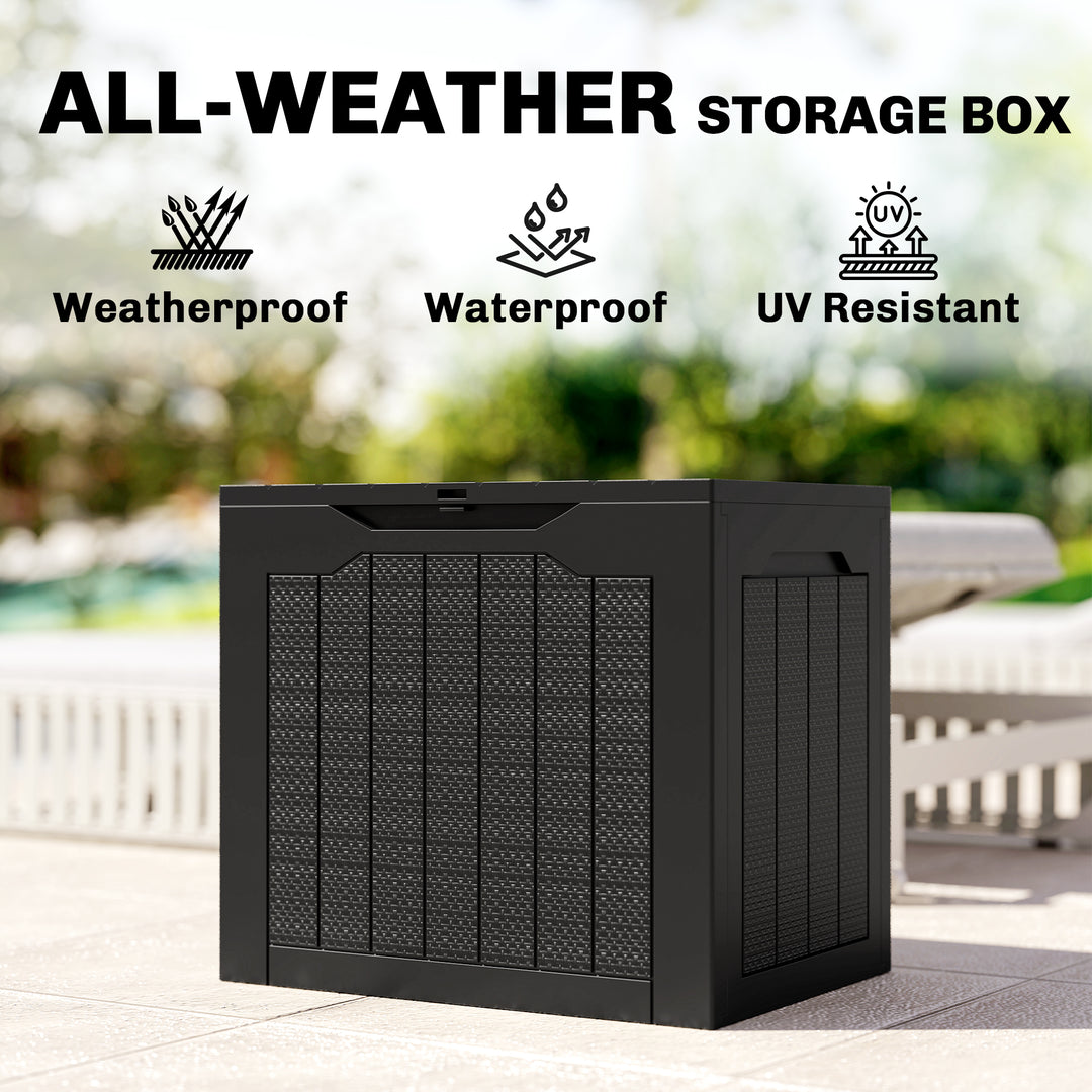 93L Plastic Garden Storage Box, Outdoor Storage Box with Handles, Waterproof Outdoor Storage Container